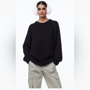 H&M always sold out Oversized cable-knit sweater. Size S. Color black. NWT
